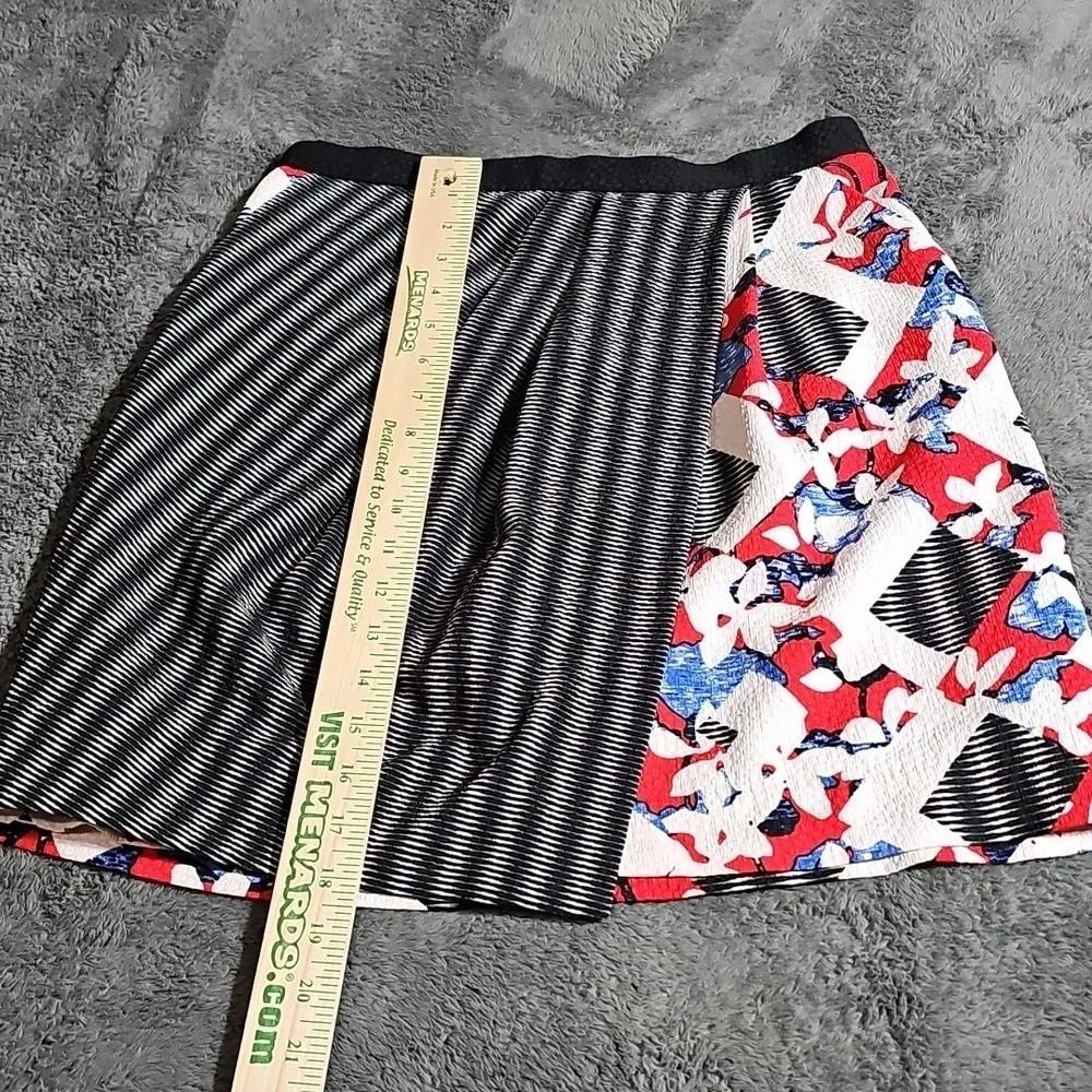 Peter Pilotto Target Faux Wrap Lined Textured Skirt Pockets Mixed Print Size 6